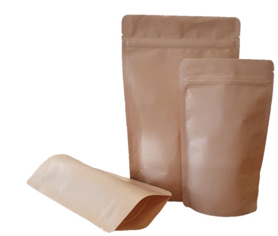 Standbodenbeutel Kraftpapier-braun aluminiumfrei  180x290mm 1.000ml