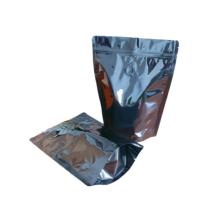 Standbodenbeutel mit Aromaschutzventil schwarz Glanzoptik 160x230mm 250g