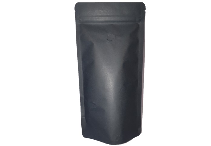 Standbodenbeutel Kraftpapier schwarz mit Ventil 210x370mm 1.000g